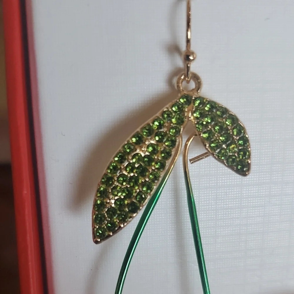 Piper K Cherry Drop Earrings - Green and Pink